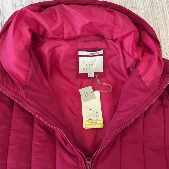 NWT A New Day Ladies Quilted Short Insulated Pink Coat Jacket w/Hood Size XXL - Picture 6 of 11